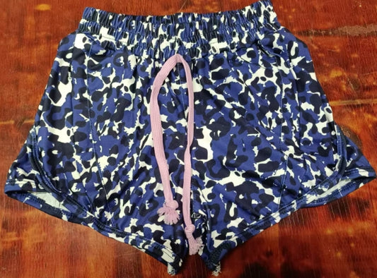 Preorder moq 5 Baby Girls Navy Camo Team Shorts Bottoms With Belt