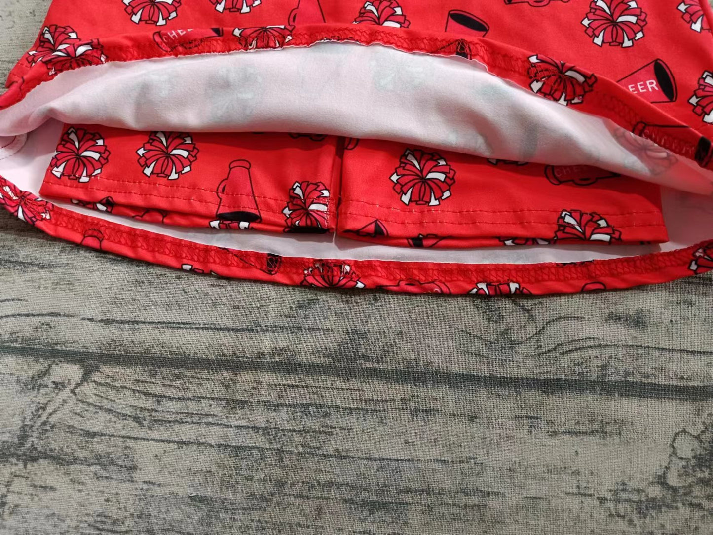 Preorder (moq 5)Baby Girls Red Sleeveless Cheer Firework Top Ruffle Short Skirts Set