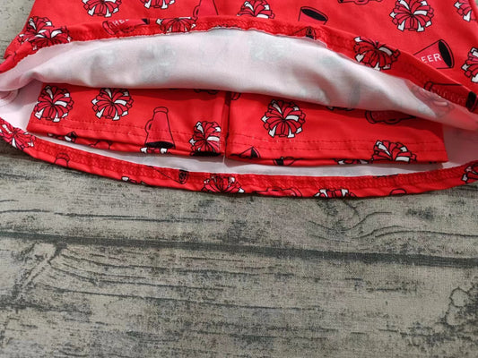 Preorder (moq 5)Baby Girls Red Sleeveless Cheer Firework Top Ruffle Short Skirts Set