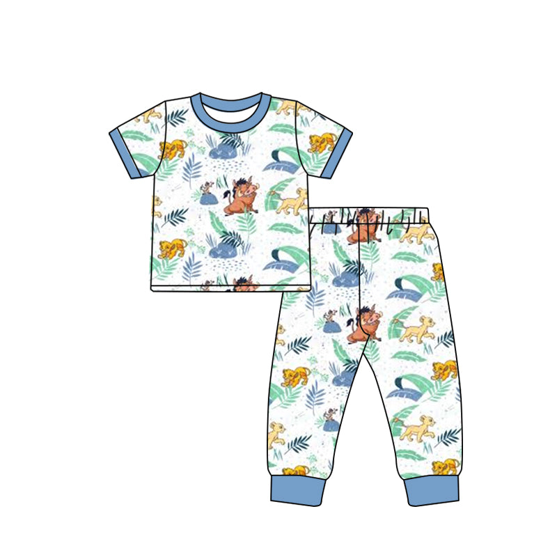 Preorder (moq 5)Baby Boys Lion Leaves Top Pant Pajamas Sets