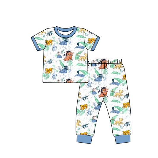 Preorder (moq 5)Baby Boys Lion Leaves Top Pant Pajamas Sets