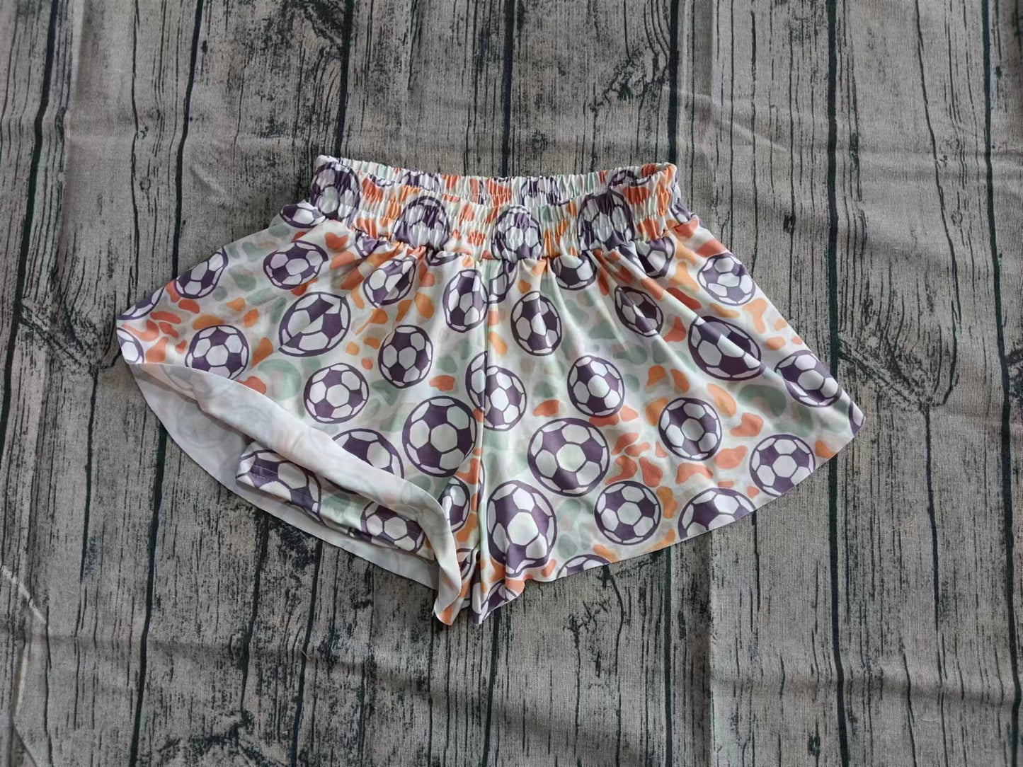 Preorder moq 5 Baby Girls Colorful Footballs Double Ruffle Shorts Bottom