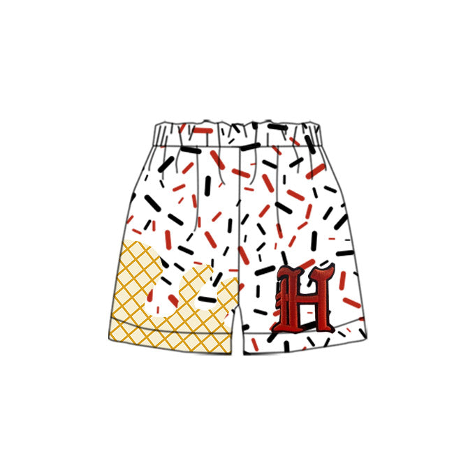 Preorder moq 5 Baby Boys White H Sprinkles Team Shorts Bottoms