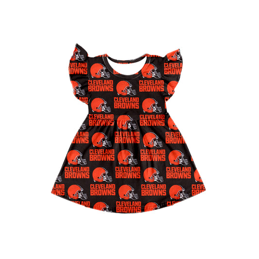Preorder (moq 5)Baby Girls Cleveland Browns Team Knee Length Dresses