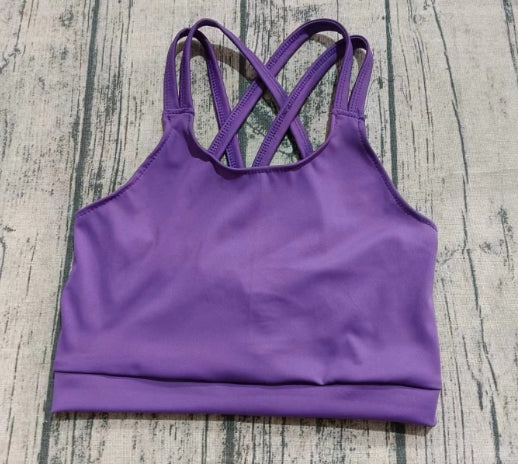 Preorder (moq 5)Baby Girls Purple Straps Yoga Vests Top