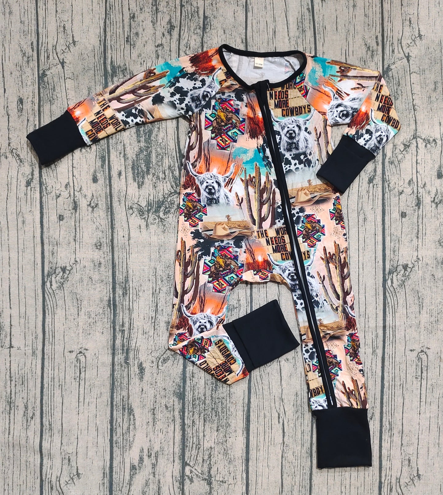 Preorder (moq 20)Baby Boys Bamboo Long Sleeves Highland Camo Zipper Romper