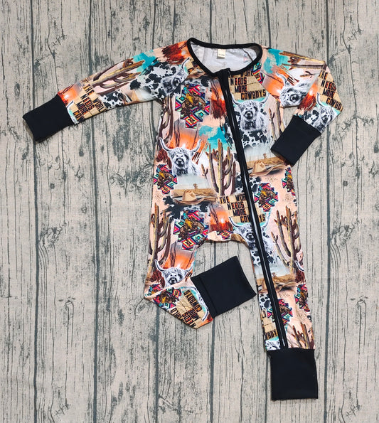 Preorder (moq 20)Baby Boys Bamboo Long Sleeves Highland Camo Zipper Romper