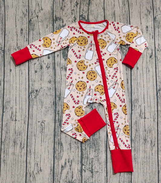 Preorder (moq 20)Baby Boys Bamboo Long Sleeves Milk Cookies Zipper Romper