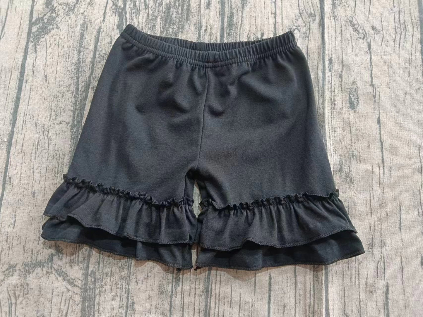 Preorder(moq 5) Baby Girls Black Ruffle Shorts Bottom