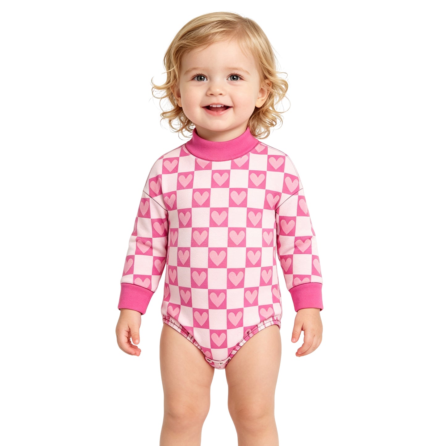 Preorder(moq5) Unisex Valentines Day Bodysuit Heart Envelope Bow Print O-Neck Long Sleeve Infant Romper Jumpsuit