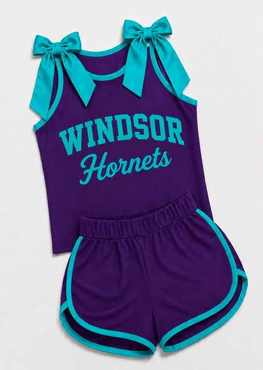 Preorder (moq 5)Baby Girls Yoga Windsor Bows Sleeveless Top Shorts Team Clothes Sets