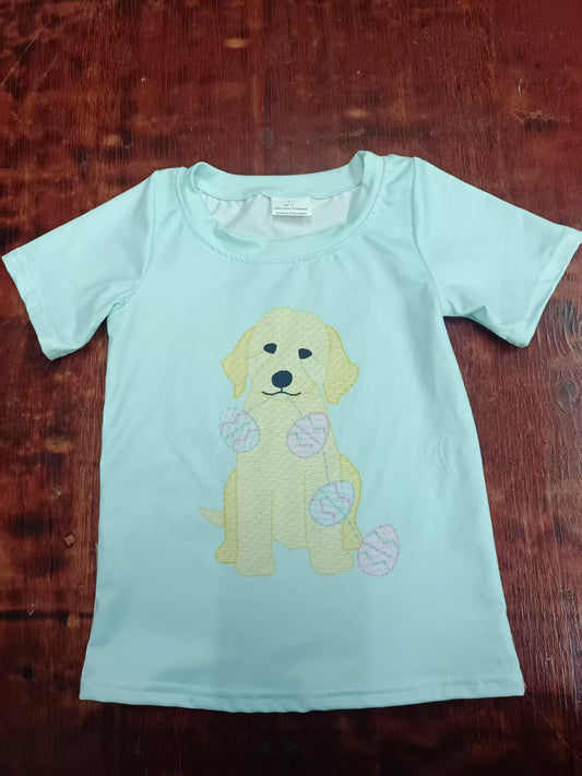 Preorder moq 5 Baby Boys Blue Short Sleeves Dog Eggs Tee Shirts Top
