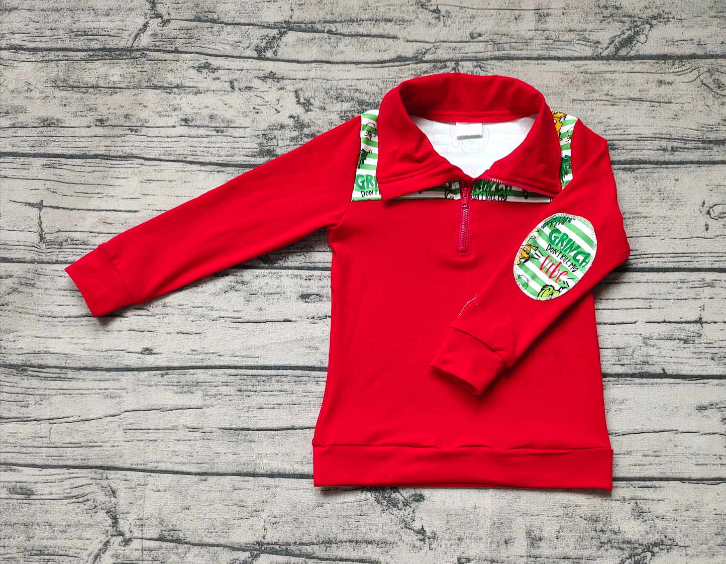 Baby Boys Christmas Green Face Zip Pullovers Tops