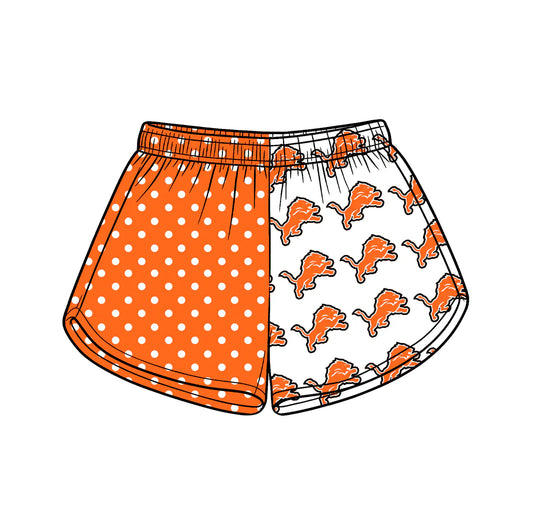 Preorder (moq 5)Baby Girls Orange Polka Dots Detroit Lions Team Shorts Bottom
