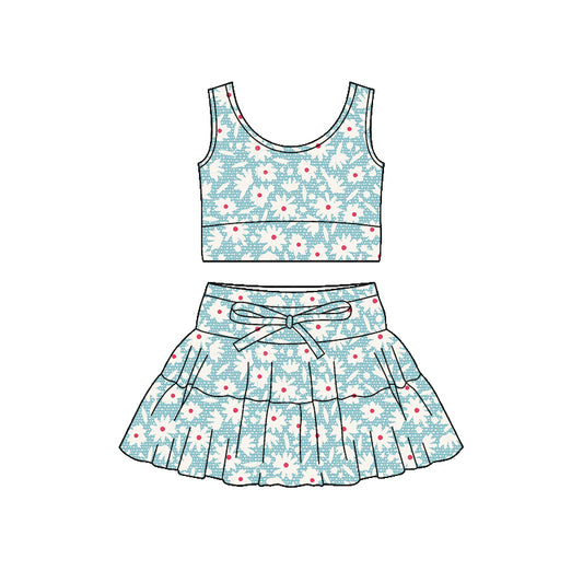 Preorder (moq 5)Baby Girls Daisy Flowers Vest Ruffle Skirt Shorts Clothes Sets