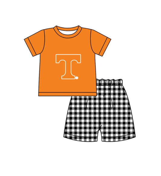 Preorder moq 5 Baby Boys Tennessee T Top Checked Short Team Clothes Set