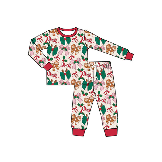 Preorder (moq 5)Baby Girls Long Sleeves Colorful Bows Top Pant Pajamas Sets