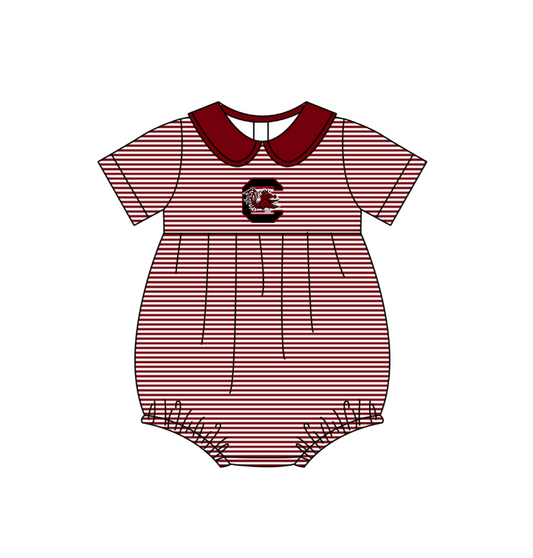 Preorder (moq 5)Baby Girls Short Sleeve South Carolina Team Ruffle Rompers
