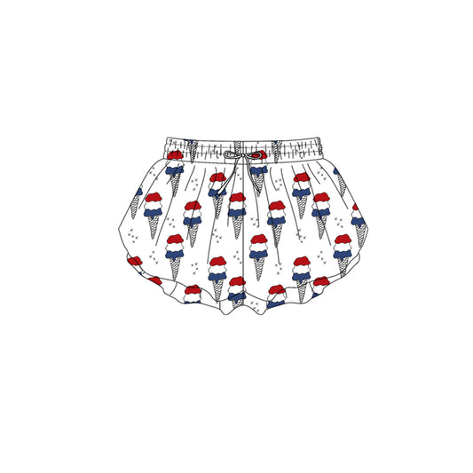 Preorder (moq 5)Baby Girls Red Blue Ice Creams 4th of July Ruffle Shorts Bottom