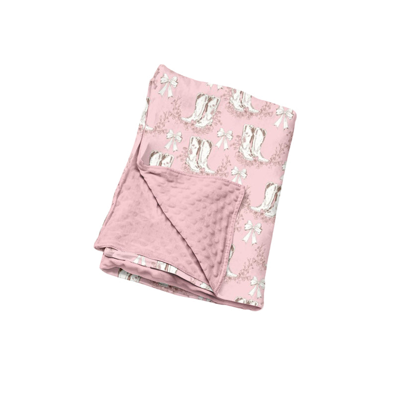 Preorder(moq5) Baby Girls Blanket High-Quality Cute Print Double Layer Soft Minky Dot Plush Blanket