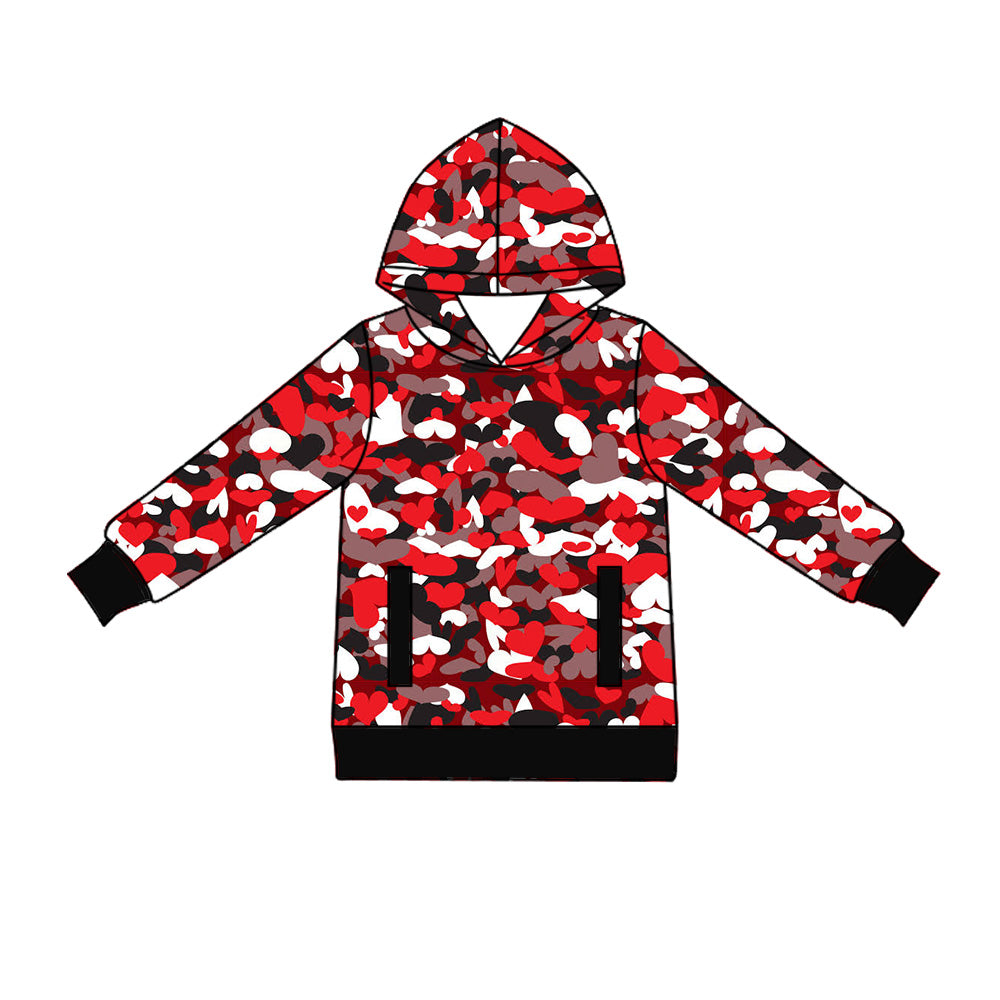 Preorder (moq 5) Adult Women Colorful Hearts Valentines Pockets Hoodies Top