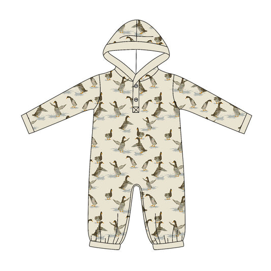 Baby Boys Long Sleeve Ducks Plaid Button Hunting Rompers Preorder