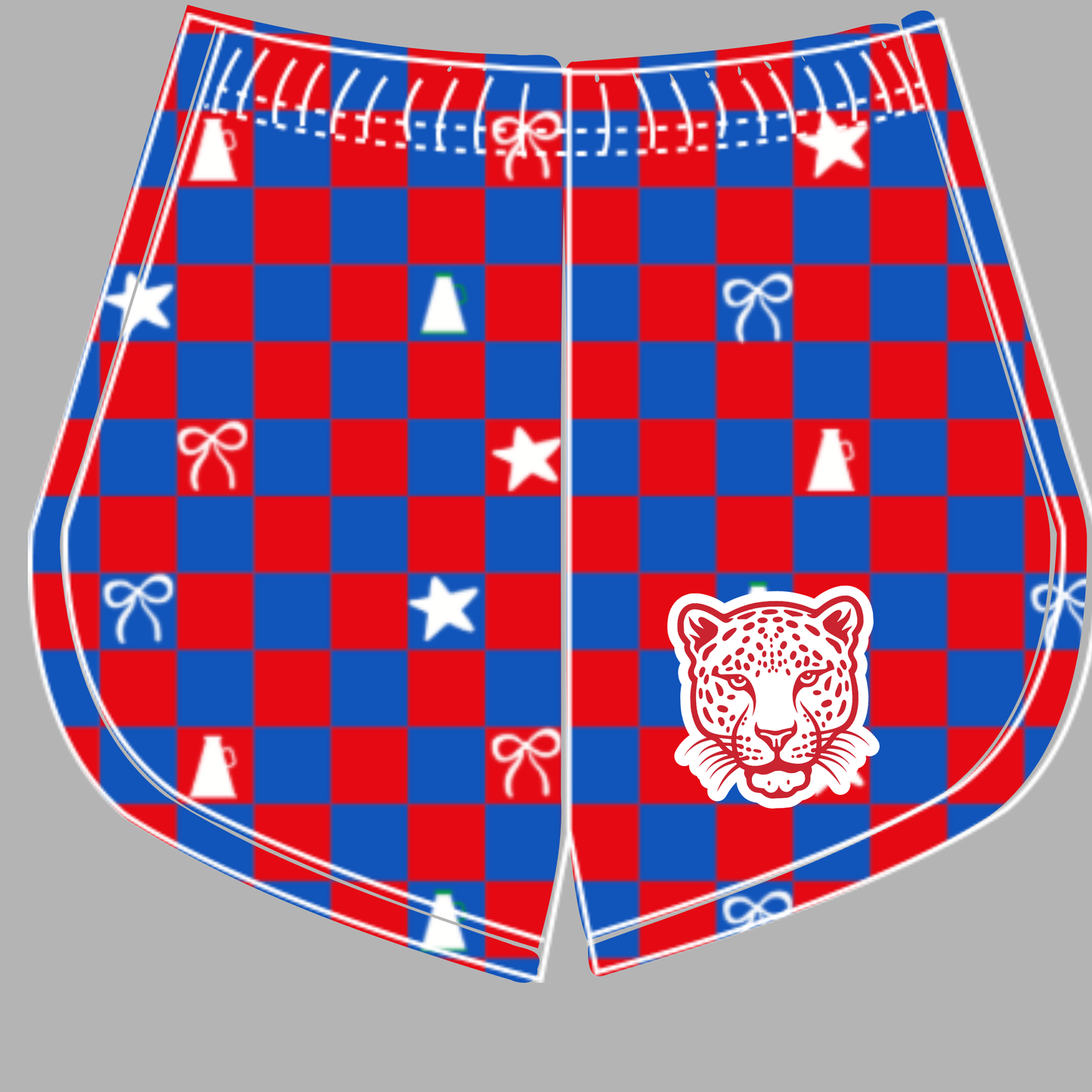 Preorder (moq 5)Baby Girls Red Blue Checked Leopards Cheer Team Shorts Bottoms