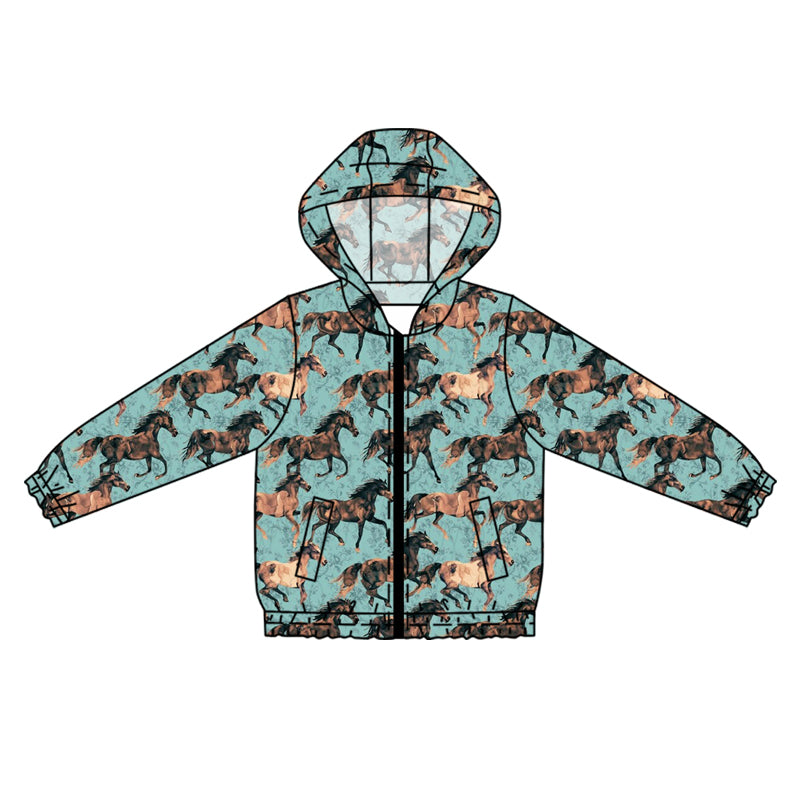 Preorder (moq 5)Baby Boys Western Horse Hooded Cardigan Jackets Tops