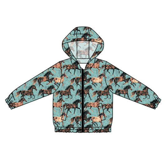 Preorder (moq 5)Baby Boys Western Horse Hooded Cardigan Jackets Tops