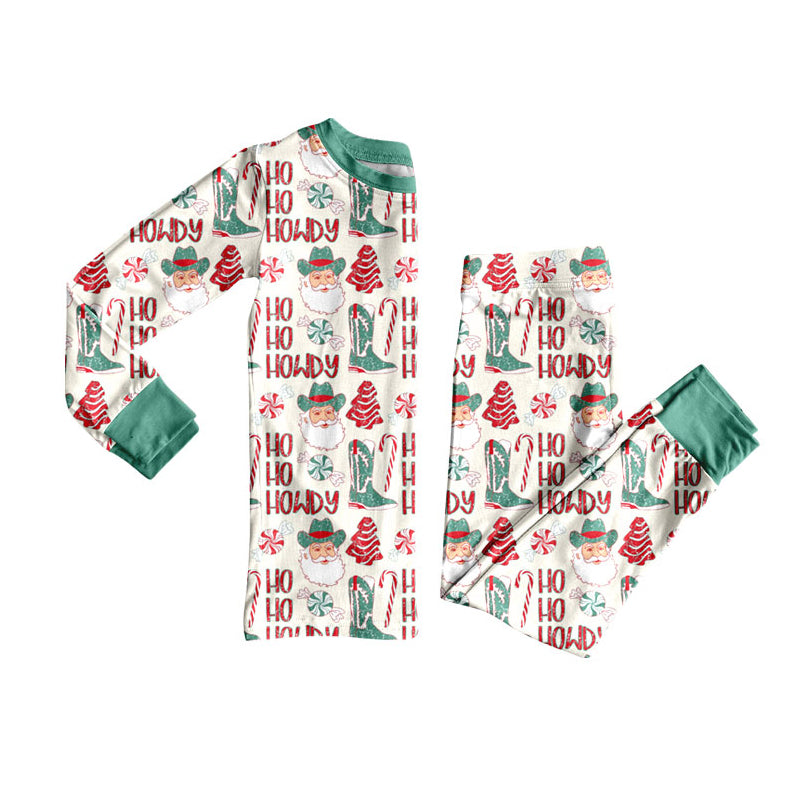 Preorder (moq 5)Baby Boys Santa Howdy Trees Top Pants Christmas Pajamas Sets