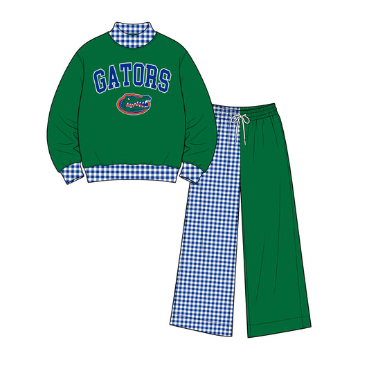 Preorder(moq 5)Baby Boys Long Sleeve Gators Top Flare Pants Team Clothes Sets