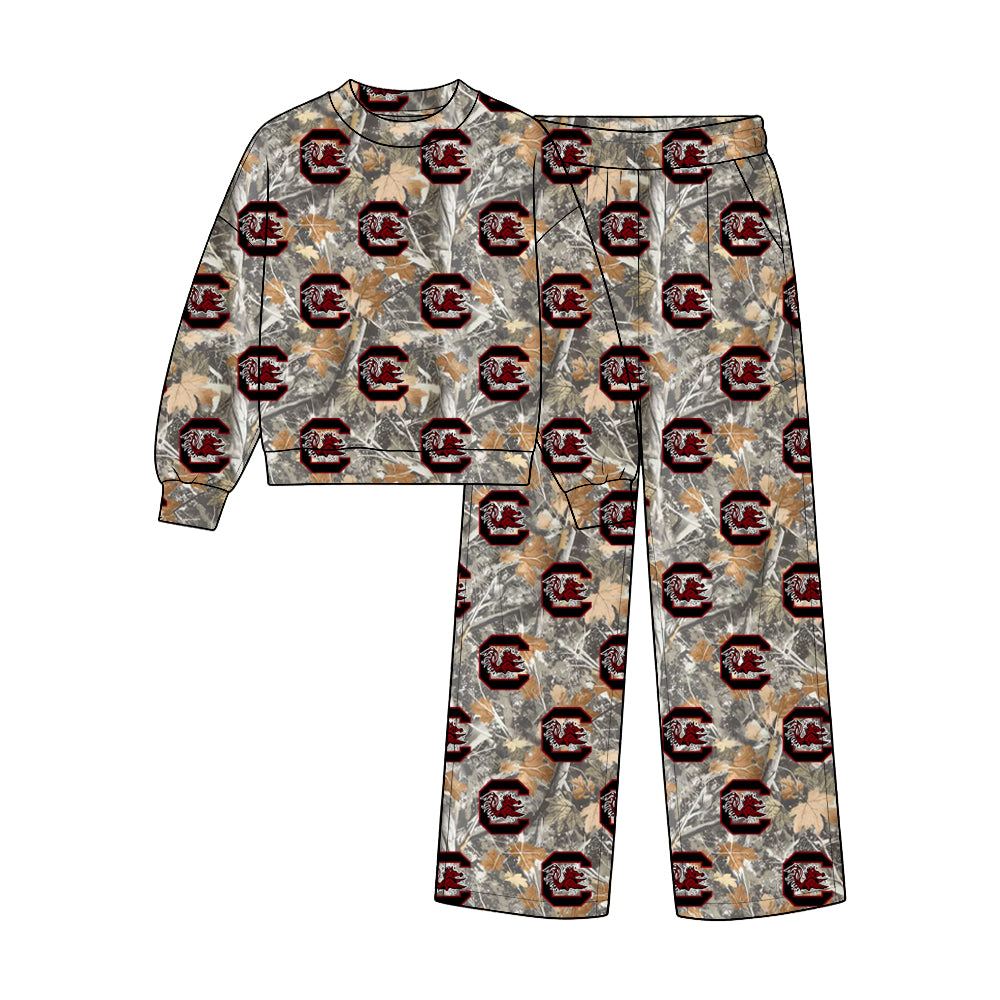 Preorder (moq 5) Baby Boys Leaves Camo Gamecocks Top Pant Team Clothes Sets