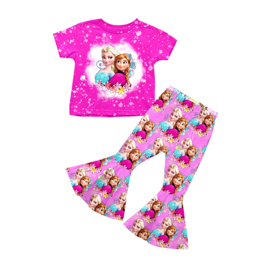 Baby Girls Sister Pink Shirt Tops Bell Pants Clothes Sets preorder(moq 5)