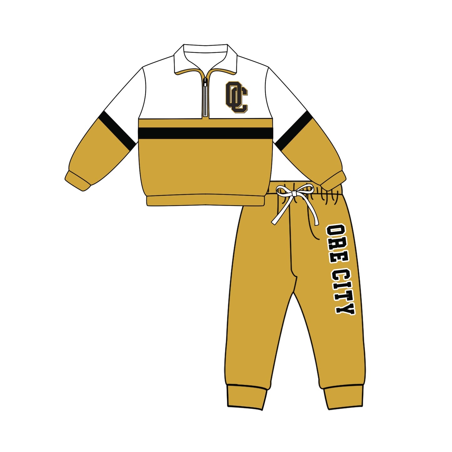 Preorder (moq 5)Baby Boys Ore City Zip Pullovers Top Jogger Pants Team Clothes Set