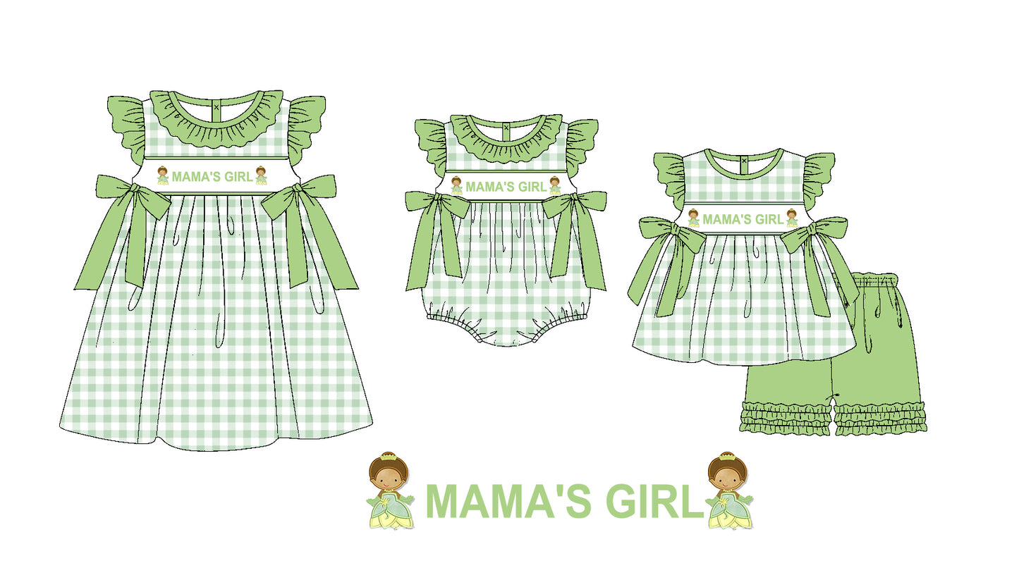 Preorder(moq 5 each)Sibling Baby Girls Mama's Girl Princess 5 Bows Romper Dress Shorts Sets