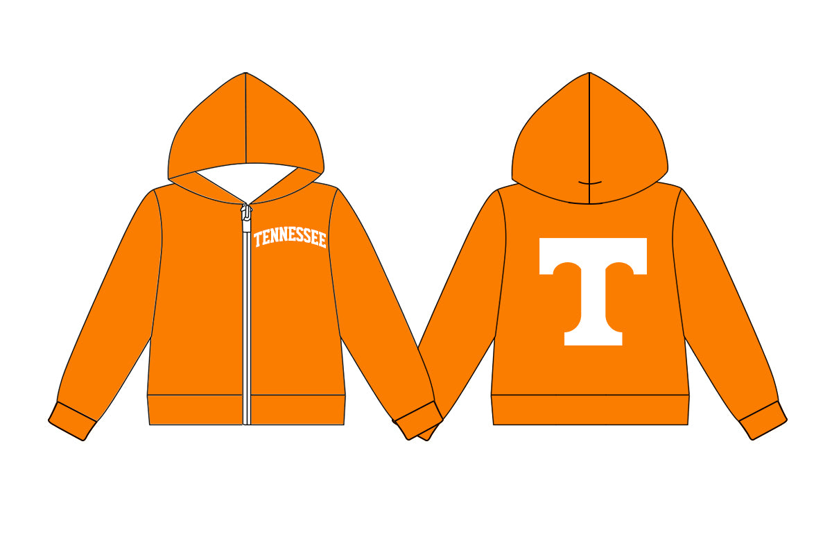 Preorder (moq 5) Baby Boys Long Sleeve Tennessee Team Zip Hoodie Jackets Top