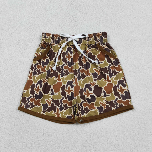 Baby Boys Olive Brown Ducks Camo Hunting Pockets Shorts Bottom