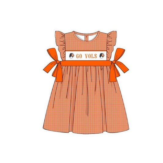 Baby Girls Go Vols Bows Team Knee Length Dresses preorder (moq 5)