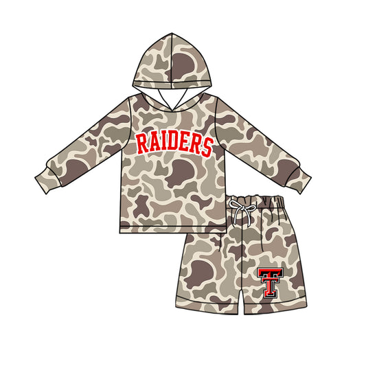 Preorder moq 5 Baby Boys Camo Raiders Hoodie Short Team Clothes Sets