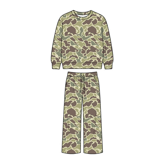 Preorder (moq 5)Baby Boys Camo Top Pockets Pant Hunting Clothes Sets
