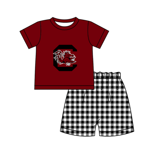 Preorder moq 5 Baby Boys Carolina Top Checked Short Team Clothes Set