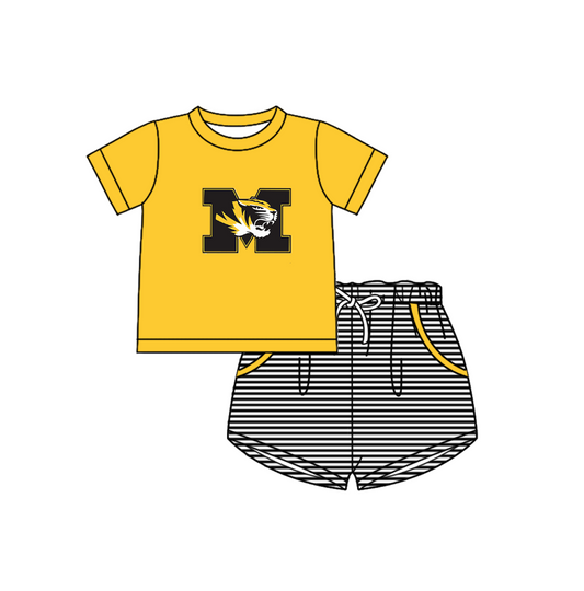 Preorder (moq 5)Baby Boys M Tigers Top Pockets Stripe Short Team Clothes Set