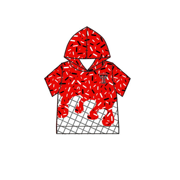 Preorder (moq 5)Baby Boys Short Sleeve Red Sprinkles Double T Team Hoodies Top