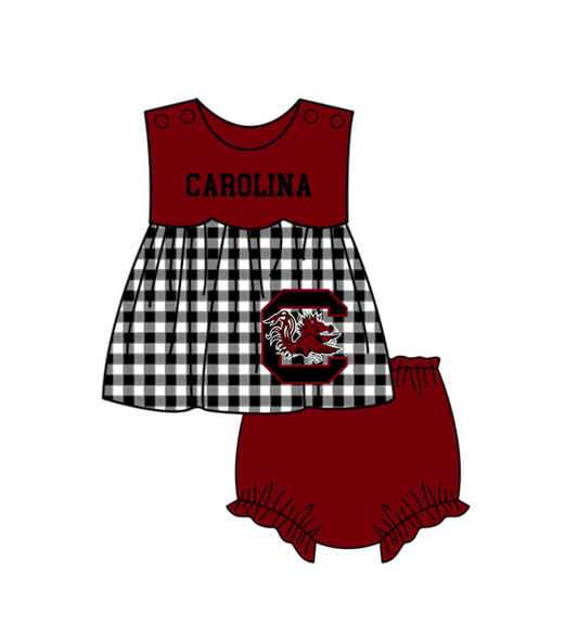 Preorder moq 5 Baby Girls Carolina Tunic Bummies Short Team Clothes Set