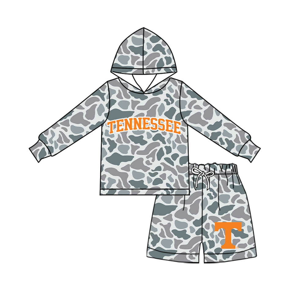 Preorder (moq 5) Baby Boys tennessee Camouflage Hoodie Short Team Clothes Sets