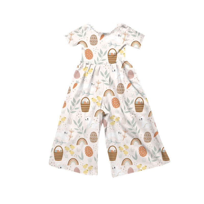 Preorder(moq 8)Baby Girls Chicks Eggs Rainbows Easter Pant Jumpsuits