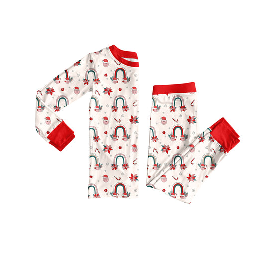 Preorder (moq 5)Baby Girls Long Sleeves Holly Rainbows Top Pant Pajamas Sets