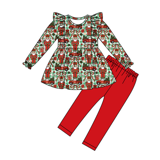 Preorder (moq 5)Baby Girls Bows Soldiers Tunic Leggings Christmas Clothes Sets