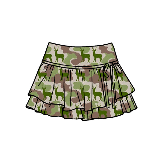 Preorder (moq 5)Baby Girls Southern Camo Deer Hunting Double Ruffle Skirt Shorts Bottom