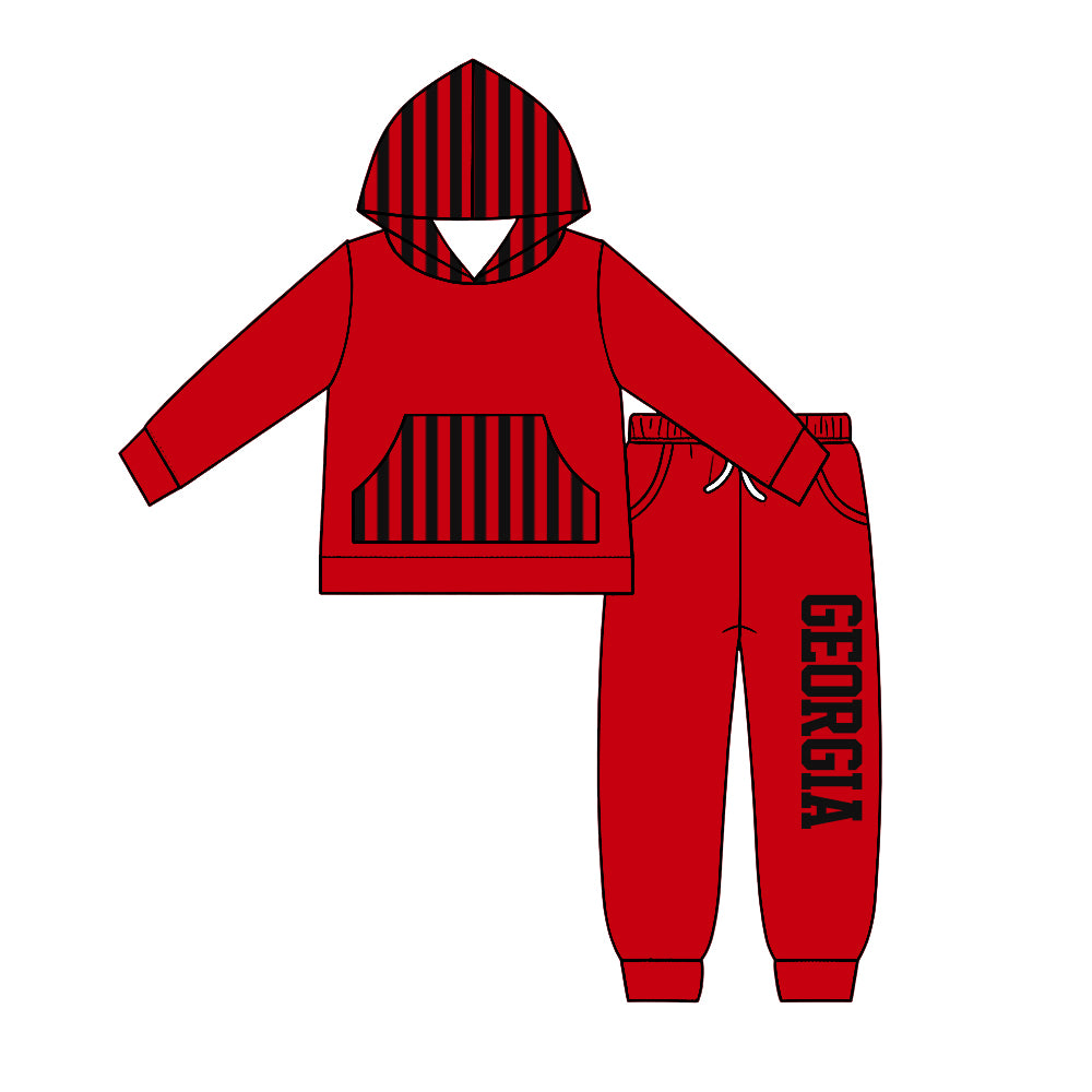 Preorder (moq5) Baby Boys Georgia Pocket Hoodie Top Joggers Team Clothes Set